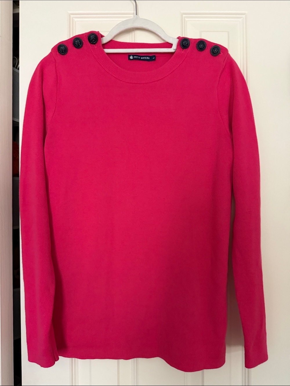 Petit Bateau hot Pink Button-Shoulder Sweater large